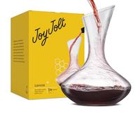 JoyJolt Lancia Wine Decanter Crystal Wine Aerator Handmade Base Glass Pitcher Ultra Elegant Design Easy Pour Slanted Spout for Wine 1200ml (40 fl.oz)