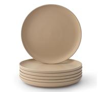 JoyJolt Mesa Stoneware Dinner Plates Set of 6, 10.5" Dish Set, Dishwasher and Microwave Safe Plate Set, Modern Rustic Dinnerware, Kitchen Serving Dishes - Matte Black