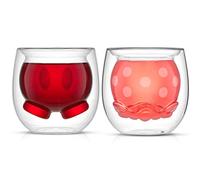 JoyJolt Mickey Pants and Minnie Skirt 3D 7.4oz Double Wall Glass Coffee Cups Set of 2, Disney Coffee Mug, Espresso and Tea Cups, Collection of Double Wall Glasses, Disney Gifts