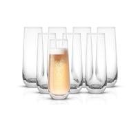 JoyJolt Milo Stemless Champagne Flutes Set of 8 Crystal Glasses. 9.4oz Champagne Glasses. Prosecco Wine Flute, Mimosa Glasses Set, Cocktail Glass Set, Water Glasses, Highball Glass, Bar Glassware