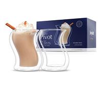 JoyJolt Pivot Double Insulated Tumblers - Set of 2 Exceptional 13.5 oz Iced Coffee Tumbler - Elegant Bar Glasses for Coffee, Tea, or Cold Beverages - 2 x 405 ml Iced Coffee Glasses for Hot Summers