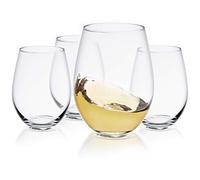JoyJolt Spirits Stemless Wine Glasses 19 Ounce Set of 4, Great for White Or Red Wine Mother's Day Wine Gifts Wines Glass Sets.
