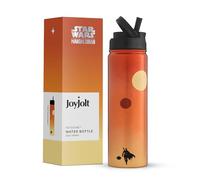 JoyJolt Stainless Steel Star Wars Water Bottle 22 oz with Straw Lid, BPA-Free Sports and Travel Vacuum Insulated Water Bottle, The Mandalorian Destination Collection Tatooine Bottle, Star Wars Gifts