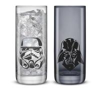 JoyJolt Star Wars Dark Side Monochrome Tall Drinking Glasses, 13oz Glass Tumbler Cup Set, Slim Darth Vader Tumbler, Kitchen Glasses Set of 2, Star Wars Gifts for Men Women and Adults