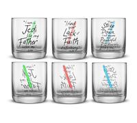 JoyJolt Star Wars Lightsaber Collection 10oz Drinking Glasses, Set of 6 Limited Edition Obi Wan Kenobi Darth Vader Luke Skywalker™ Glass Tumblers, Star Wars Gifts Short Drinking Glass Set