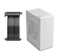 JOYJOM Aluminum Mini ITX Case with PCI Riser, Mini PC Case, SFF Small Form Factor PC Case, TX Computer Gaming Case Supports GPU Graphics Card (White)