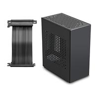 JOYJOM Aluminum Mini ITX Case With PCIe Riser - SFF Small Form Factor PC Case for Gaming, Supports GPU Graphics Card (Black)