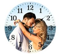 JoyJot Personalized Photo Wall Clocks, Custom Round Silent Clocks with Picture/Image/Text, Wood Material, Quiet Keepsake/Memento