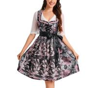 JoyJoy Women's 3-Pieces German Dirndl Dress Traditional German Bavarian Oktoberfest Vintage Beer Costume Set XL