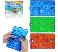 JoyJoyful 3 Pack Maze Sensory Toys, Squishy Fidget Toys for Kids Adults, Autism Stress Adhd Toys, Gel Filled Relief Toy Special Needs Developmental Toys(Blue & Red & Green)