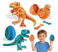 JoyJoyful 4 PCS 3D Printed Dragon with Dragon Inside, Transforming Joint Fall Protection Dragon Egg, Mystery Dragon Egg Fidget Toy, Ideal Easter Gifts for Kids, Easter Eggs