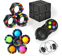 JoyJoyful 5PC Fidget Toys for Adults, Sensory Pack Fidget Cube ADHD Special Treasure Prize, Stress Relief Desk Cool Gadget for Kid Teen Boys, Easter Basket Stuffers, Stress Relief Office Gadget
