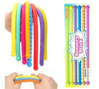 JoyJoyful Fidget Toys for Kids Adults, 6 Pack Stick Sensory Toys for Autism, Textured Squishy Toys for Special Needs Autistic, Adhd Anxiety Stress Relief Toy, Travel Toys for Toddlers on Plane (Soft)