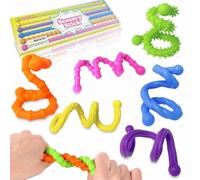 JoyJoyful Fidget Toys for Kids Adults, 6 Pack Stick Sensory Toys for Autism, Textured Squishy Toys for Special Needs Autistic, Adhd Anxiety Stress Relief Toy, Travel Toys for Toddlers on Plane