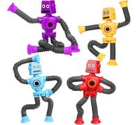 JoyJoyful Fidget Toys for Kids Tubes Robot Toy, 4 Pack Stretchy Toys for Kids & Adults, Baby Sensory Toys for Autism, Bath Toys Toddler Travel Toys for Plane