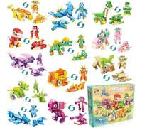 JoyJoyful Kids Party Bag Fillers for Kids, 12 Packs Animal Blocks Building Sets Gifts for 5 6 7 8 9 10 Boys Girls, Birthday Christmasm Favors Goodie Bags Stuffers (Dinosaurs)