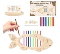 JoyJoyful Montessori Toddler Toys for 1 2 3 Years Boys Girls, Wooden Fishing Colour Sorting Toys, Educational Learning Plane Toy for 1 Year Old, Baby Birthday Gift for 2 3 Year Old (Fish)