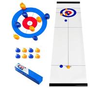 JoyJoyful Tabletop Curling Game, Board Games for Adults, Compact Curling Board Game with 16 Tabletop Curling Stones, Portable Mini Family Games for Kids and Adults