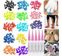 JOYJULY 100pcs Puppy Dog Nail Soft Claw Paws Covers Caps, Control Paws Claws Covers of 5 RANDOM+5 Glue