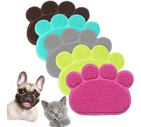 JOYJULY PVC Pet Dog Cat Puppy Kitten Dish Bowl Food Water Placemat Mat Paw Shape (Grey)