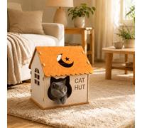 JoyKeeper Felt Cat House Indoor Cat Bed, Cat Hut, 38.5×29×41.5 cm | Thick felt cat house with roomy semi-enclosed comfort, easy tool-free assembly and 4 cosy designs for indoor cats.