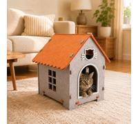 JoyKeeper Felt Cat House Indoor Cat Bed, Cat Window, 38.5×29×42 cm | Thick felt cat house with roomy semi-enclosed comfort, easy tool-free assembly and 4 cosy designs for indoor cats.