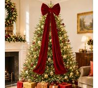 JoyKeeper Giant Red Velvet Christmas Bow 40 x 120 cm, Wired Tree Topper& Party Décor