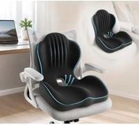 JoyKeeper L-Shape Memory Foam Seat Cushion & Lumbar Support, Black | Aligns spine via 3D pressure relief and cooling airflow. Non-slip, universal fit for any chair. Includes a washable cover.