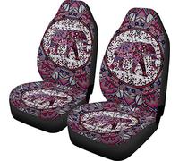 JoyLamoria Boho Style Aztec Hippie Elephant Mandala Pattern Front Seat Covers 2 pc,Vehicle Seat Protector Car Mat Covers, Universal Fit for Cars, Sedan, Truck, SUV, Van