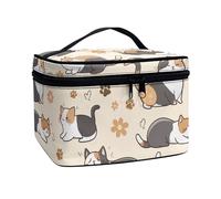 JoyLamoria House Artistic Print Cosmetic Bag Storage Tote Pouch Outdoor Toiletry Handbag Wallet Organizer, Cat Flower Paws