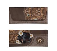 JoyLamoria House Artistic Print Wallet Women Leather Girls Clutch Wallets Credit Case Fashion Casual, Dachshund Daisy Sunflower