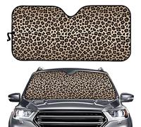 JoyLamoria Leopard Print Car Front Window Sun Shade for Women, Brown Car Sunshade Auto Windshield Cover UV Protection