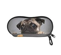 JoyLamoria Novelty Design Portable Glasses Case Ultra Light Neoprene Sunglasses Bag Eyeglasses Case, Pug, 7.3 * 3.3 inch