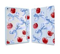 Joyland Blue Bow&Cherry for iPad 10th Generation Case 10.9 inch 2022/iPad (A16) 11th Gen 11" 2025,Built-in Pencil Holder with Shockproof Cover Clear Transparent Back Shell Auto Wake/Sleep,Blue