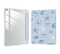 Joyland Blue Bow Starfish for iPad 10th Generation Case 10.9 inch 2022/iPad (A16) 11th Gen 11 Inch 2025 with Pencil Holder,Shockproof Cover Clear Transparent Back Shell Auto Wake/Sleep,Blue