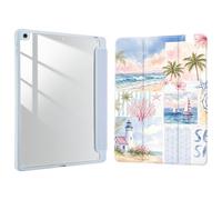 Joyland Case for iPad 10th Generation 10.9 inch 2022/iPad (A16) 11th Gen 11 Inch 2025 with Pencil Holder,Blue Ocean Shockproof Cover Transparent Acrylic Back Shell Auto Wake/Sleep,Blue