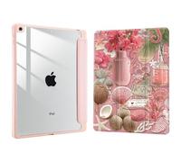 Joyland Case for iPad Air 13 Inch Case M3/M2 (2025/2024) with Pencil Holder,Pink Shell Shockproof Cover Clear Transparent Back Shell Auto Wake/Sleep,Pink