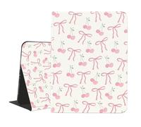 JOYLAND Cherry Bowknot Pad Case Compatible with 10.2 Inch iPad 9th/8th/7th Generation(iPad 2021/2020/2019) with Pencil Holder Pink Girly Leather Cover Folio Stand Cover with Auto Sleep/Wake for Girls