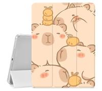 JOYLAND Cute Capybara Pattern Case for iPad Air 11" M4/M3/M2 (2026/2025/2024),iPad Air 5th/4th Gen 10.9", Pencil Holder & Clear Transparent Back & Trifold Smart White Cover