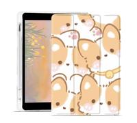 JOYLAND Cute Corgi Case for iPad (A16) 11th Generation 2025 11"/iPad 10th Generation 2022 10.9" Leather Trifold Stand Clear TPU Back Cover with Pencil Holder Shockproof Protective Case Auto Wake/Sleep