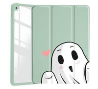 JOYLAND Cute Funny Ghost Pattern Case for iPad (A16) 11th Gen 2025 11-inch/10th Gen 2022 10.9 inch, Clear Acrylic Hard Back Case with Pencil Holder Trifold Stand Tablet Cover for Women