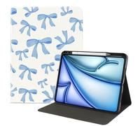 JOYLAND Cute Pad Case for iPad mini 6 Watercolor Dark Blue Bow Pattern Anti-Scratch Shockproof Premium Folio Stand Case with Pencil Holder,Auto Wake/Sleep 8.3 inch