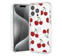 JOYLAND Cute Red Cherry Magnetic Clear Phone Case for iPhone 17,Kawaii Printed Protective Transparent Case Unique Design Soft TPU Bumper Shockproof Cover with Built-in Magnet Ring