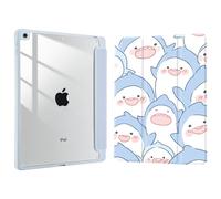 Joyland for iPad 10th Generation Case 10.9 inch 2022/iPad (A16) 11th Gen 11 Inch 2025 with Pencil Holder,Cartoon Animal Penguin Shockproof Cover Clear Transparent Back Shell Auto Wake/Sleep,Blue