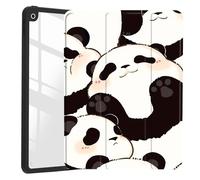 JOYLAND Lovely Pandas Pattern Case for iPad Air 11 Inch M3(2025) / M2(2024), iPad Air 5th(2022) / 4th (2020) Gen 10.9 Inch, Clear Hard Back Black Case with Pencil Holder Trifold Stand Tablet Cover