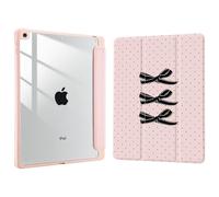 Joyland Polka Dot Bow for iPad 10th Generation Case 10.9 inch 2022/iPad (A16) 11th Gen 11 Inch 2025,Built-in Pencil Holder with Shockproof Cover Transparent Back Shell Auto Wake/Sleep,Pink