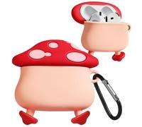 Joyleop for Airpods 4 Case - for Women Girl Girly Kids Cute Funny Unique Kawaii 3D Cartoon Mushroom Design Soft Silicone Protective Case for Airpods 4th Gerneration 2024 Cover with Keychian