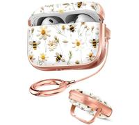 Joyleop for AirPods Pro 3 Case with Safety Lock - Cute Girly Aesthetic Design for Women Grils Hard Protective Cover for Apple for AirPod Pro 3rd Case with Keychain & Phone Stand,Bee Flower