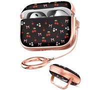 Joyleop for AirPods Pro 3 Case with Safety Lock - Cute Girly Aesthetic Design for Women Grils Hard Protective Cover for Apple for AirPod Pro 3rd Case with Keychain & Phone Stand,Cherry Bow