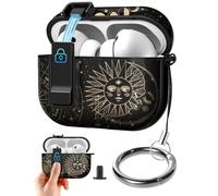 Joyleop for Airpods Pro 3 Case - with Safety Lock Cute Women Girl Girly Asethetic Pretty Design Hard Shock Protective Cover with Keychain for Airpods Pro 3rd Gerneration 2025,Sun Moon